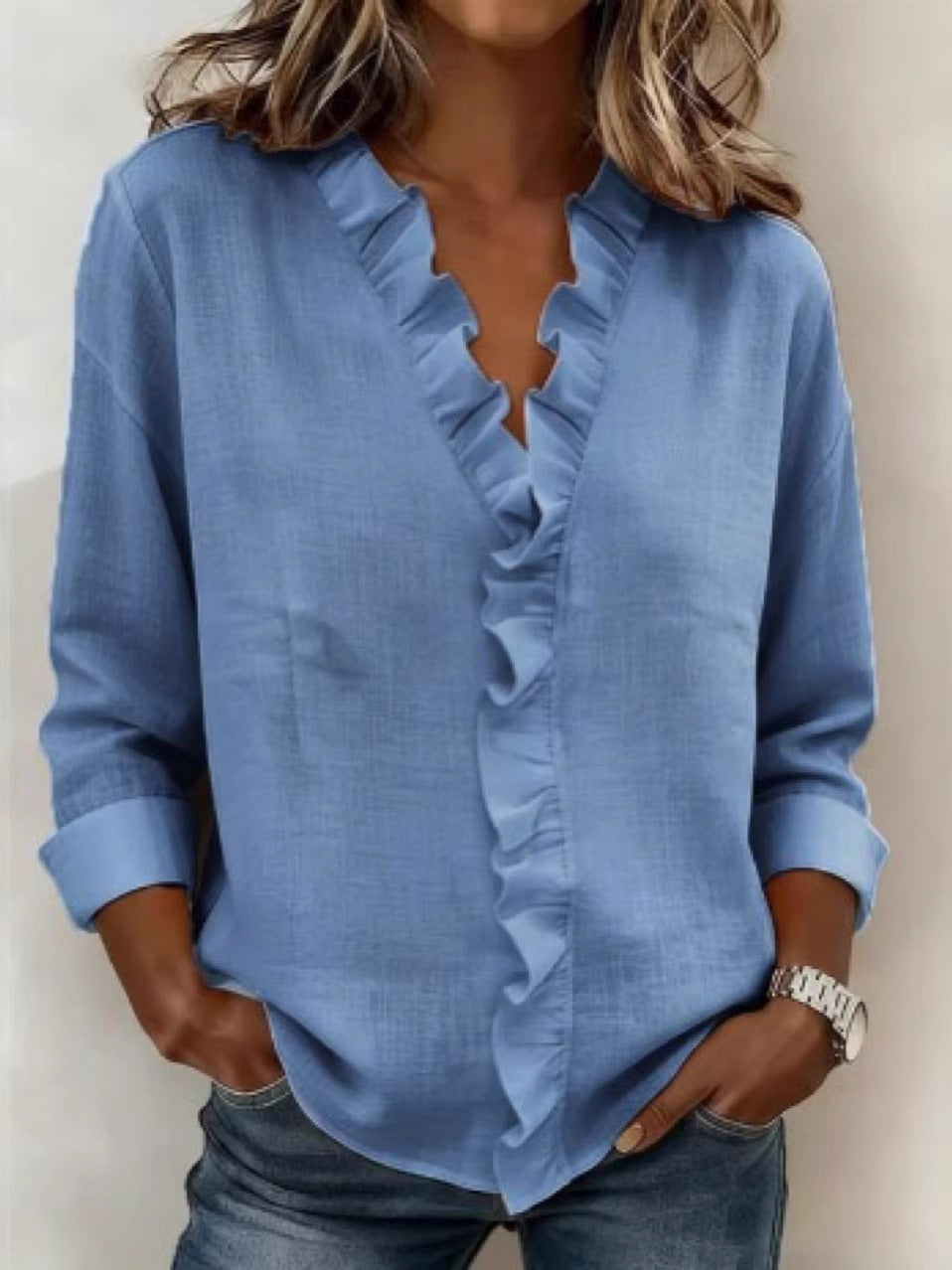 JESSICA | V-neck blouse with ruffles