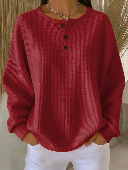 RACHEL | Women´s waffle style swatshirt with buttons