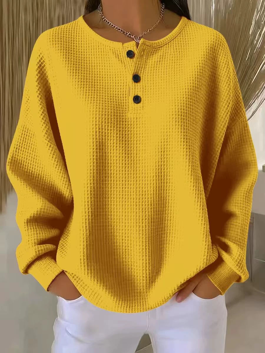 RACHEL | Women´s waffle style swatshirt with buttons