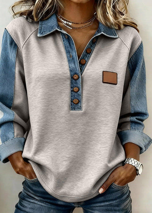 NANCY | Denim detailed sweatshirt